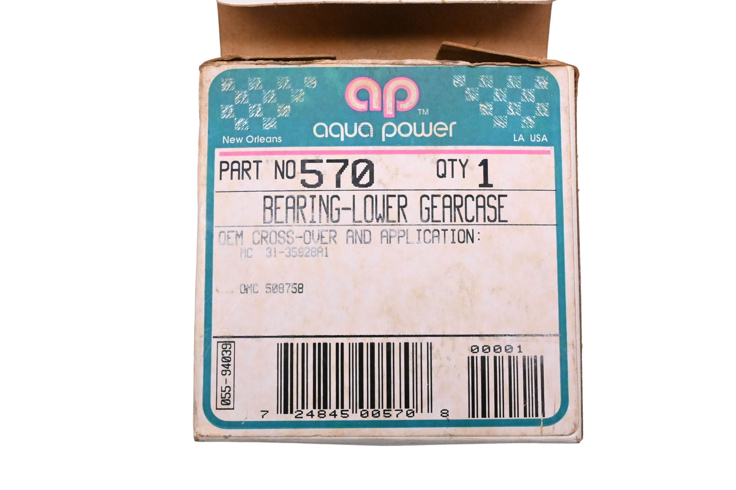 Aqua Power AP-570, 508758 Tapered Roller Bearing Assembly NOS