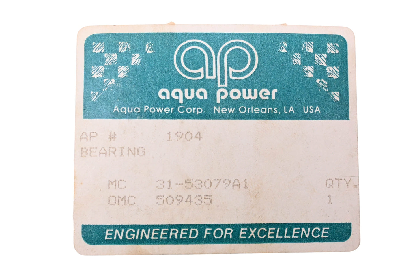 Aqua Power AP-1904, 509435 Roller Bearing Assembly NOS