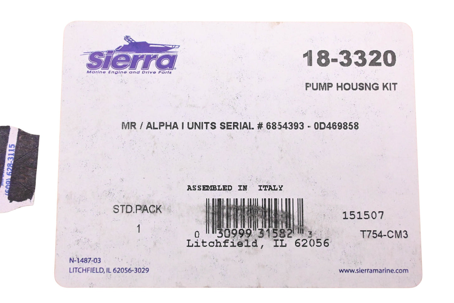 Sierra 18-3320 Water Pump Impeller Kit NOS