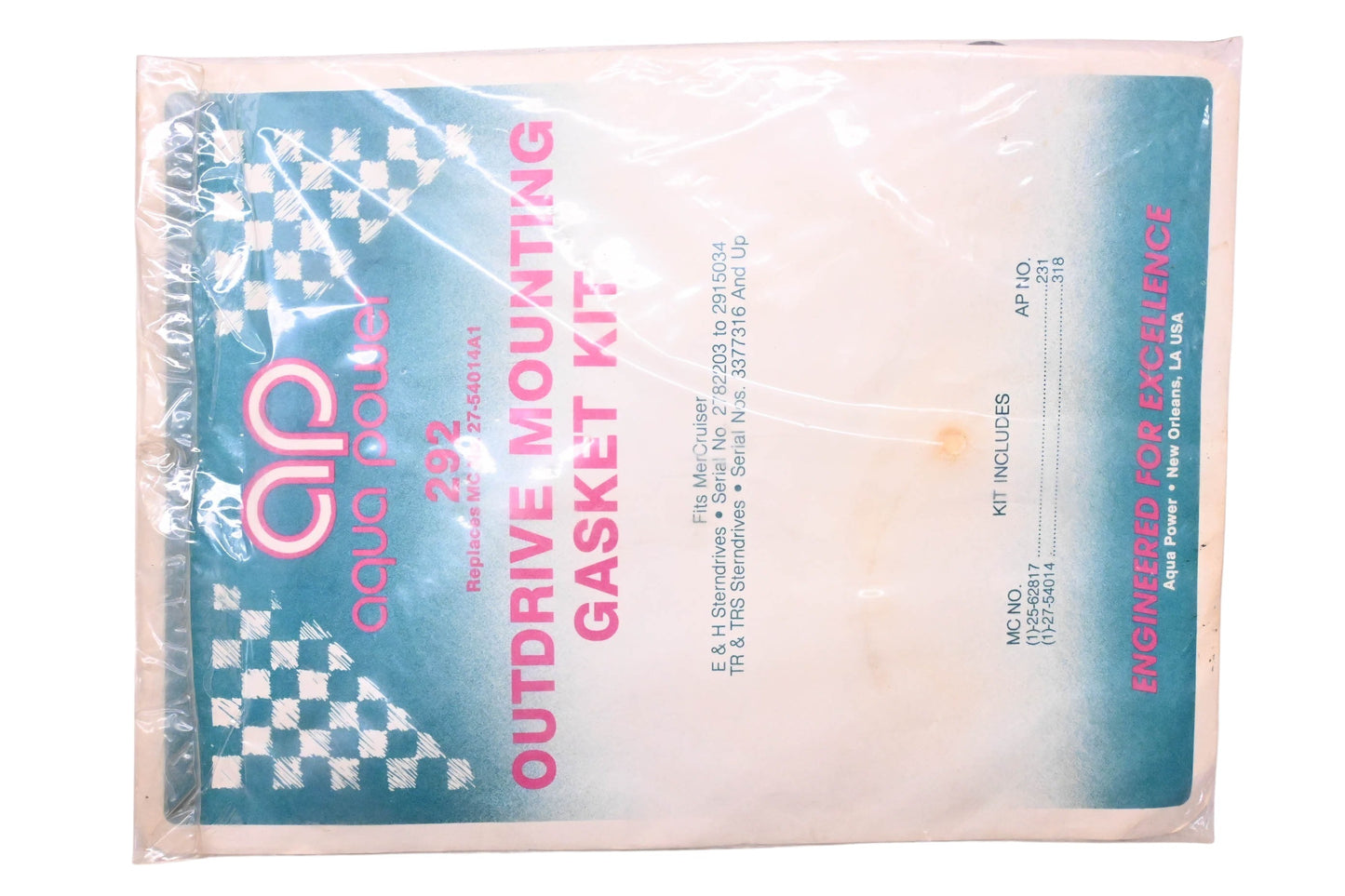 Aqua Power AP-292, 27-54014A1 Outdrive Mounting Gasket NOS
