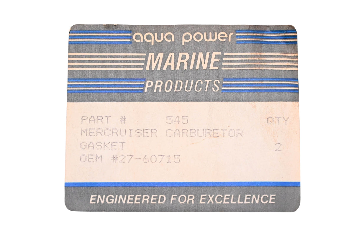 Aqua Power AP-545, 27-60715 Carburetor Mounting Gasket NOS