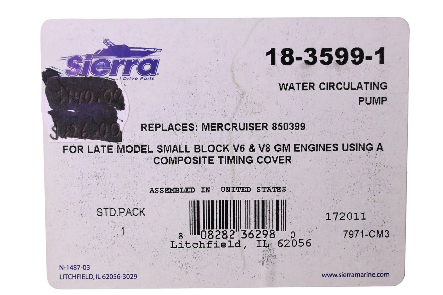 Sierra 18-3599-1 Water Circulating Pump NOS