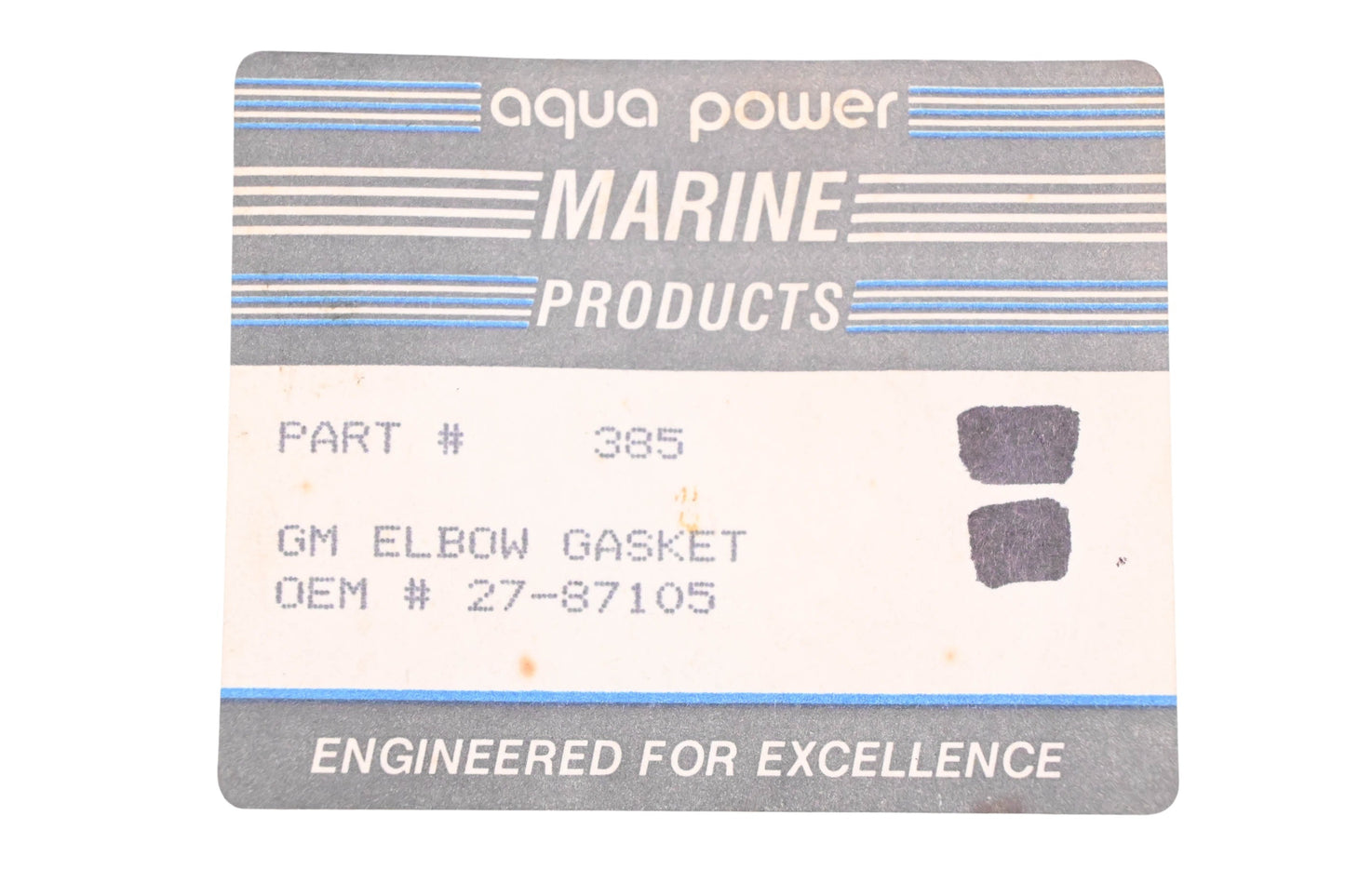 Aqua Power 385, 27-87105 Exhaust Elbow Gasket NOS