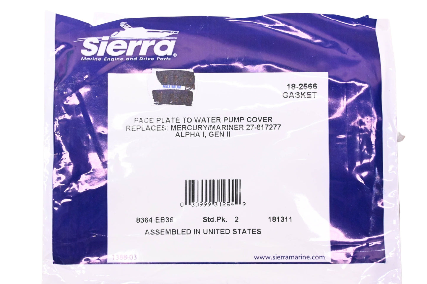 Sierra 18-2566 Water Pump Cover Gasket NOS
