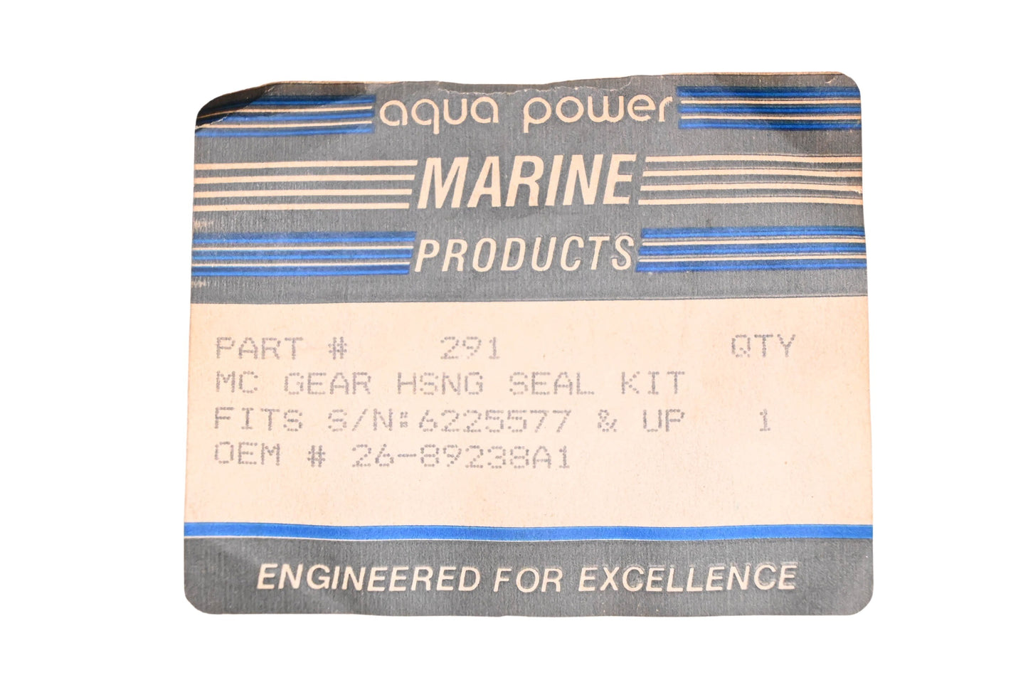 Aqua Power 291, 26-89238A1 Seal Kit NOS