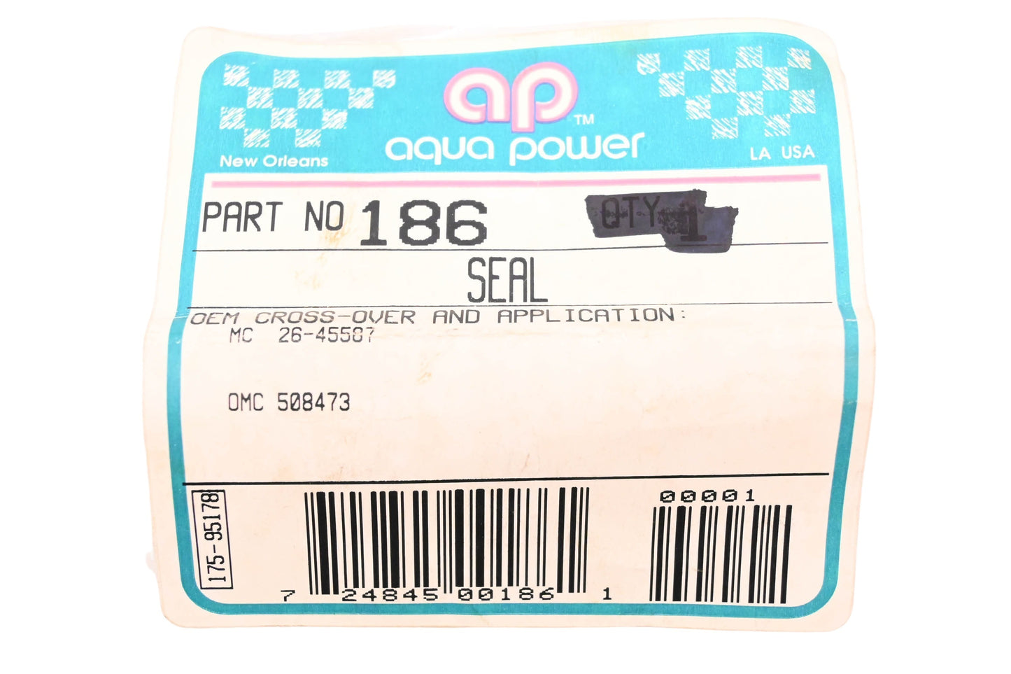 Aqua Power 186, 508473 Seal Qty 2 NOS