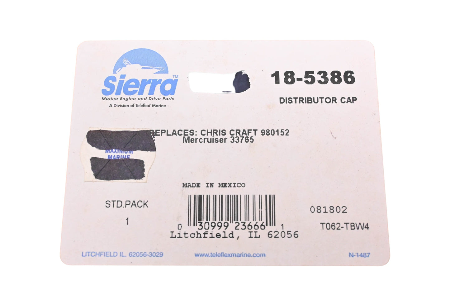 Sierra 18-5386 Distributor Cap Assembly NOS