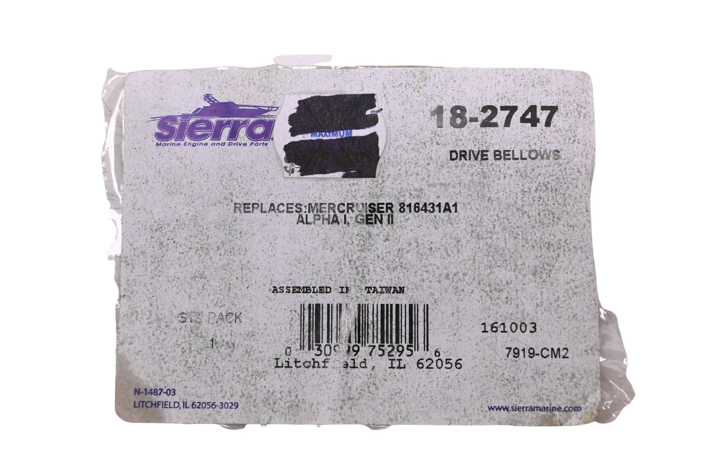 Sierra 18-2747 U-Joint Bellows NOS