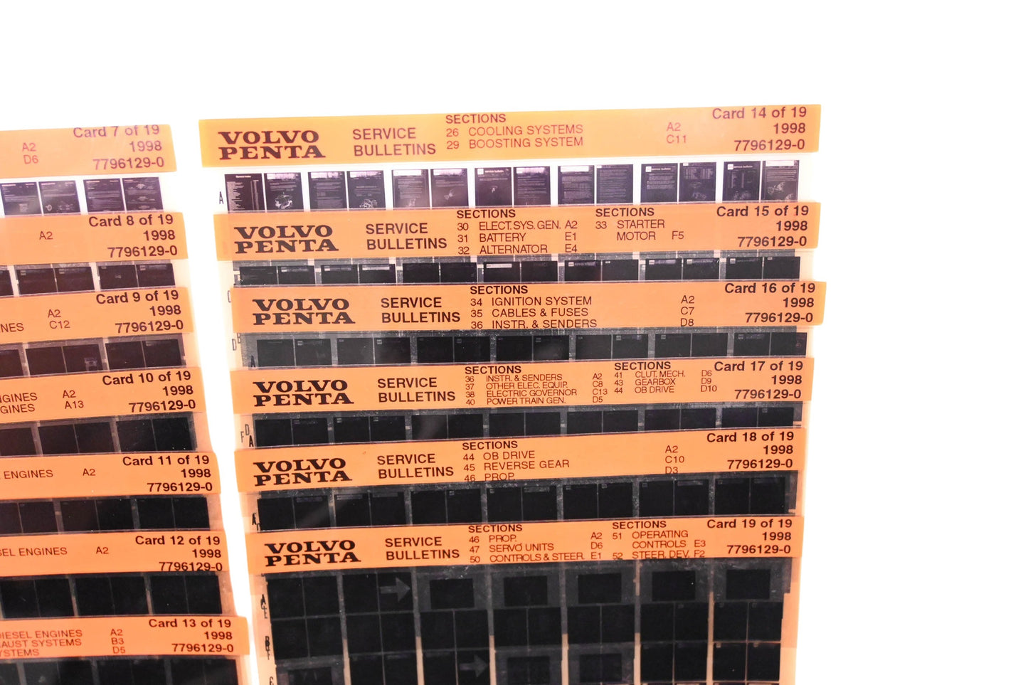 Volvo Penta 7796129-0 1998 Service Bulletin Microfiche Lot of 19 NOS