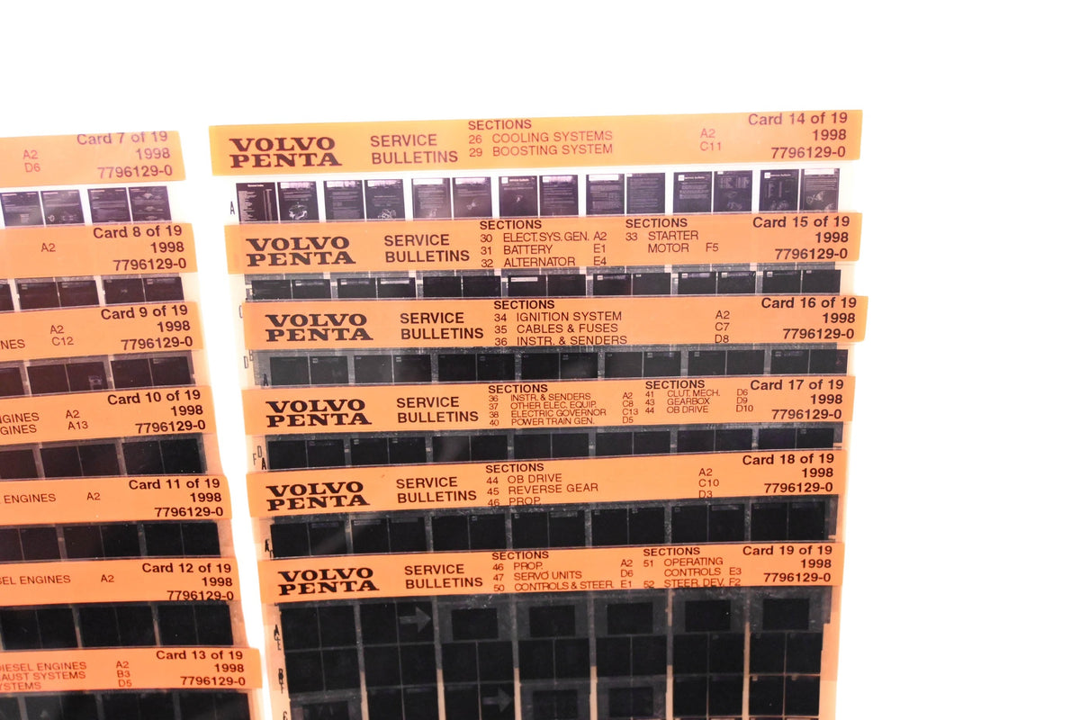 Volvo Penta 7796129-0 1998 Service Bulletin Microfiche Lot of 19 NOS