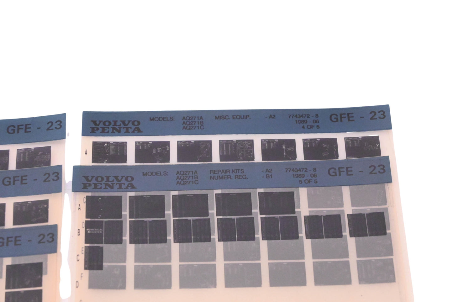 Volvo Penta 7743472-8 1989 Parts of Catalog Microfiche Lot of 5 NOS
