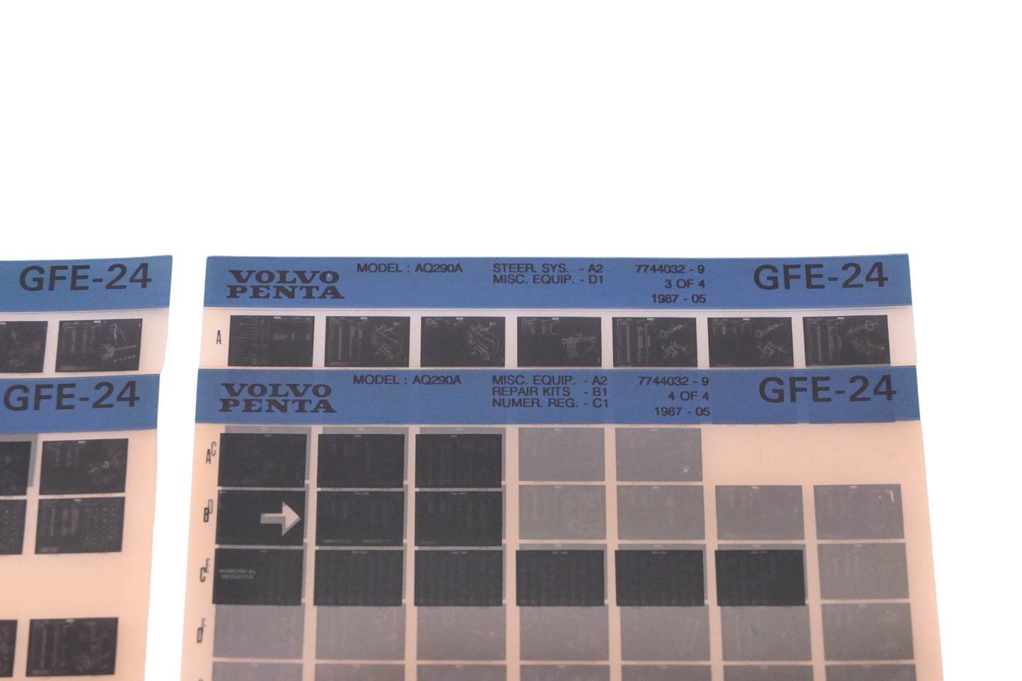 Volvo Penta 7744032-9 1987 Parts Catalog Microfiche Lot of 4 NOS