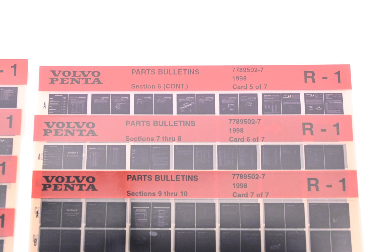 Volvo Penta 7789502-7 1998 Parts Bulletins Microfiche Lot of 7 NOS