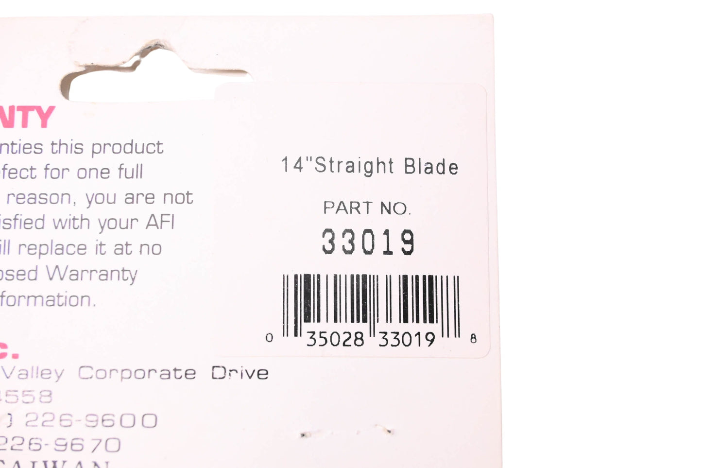 AFI 33019 Straight Wiper Blade 14" NOS