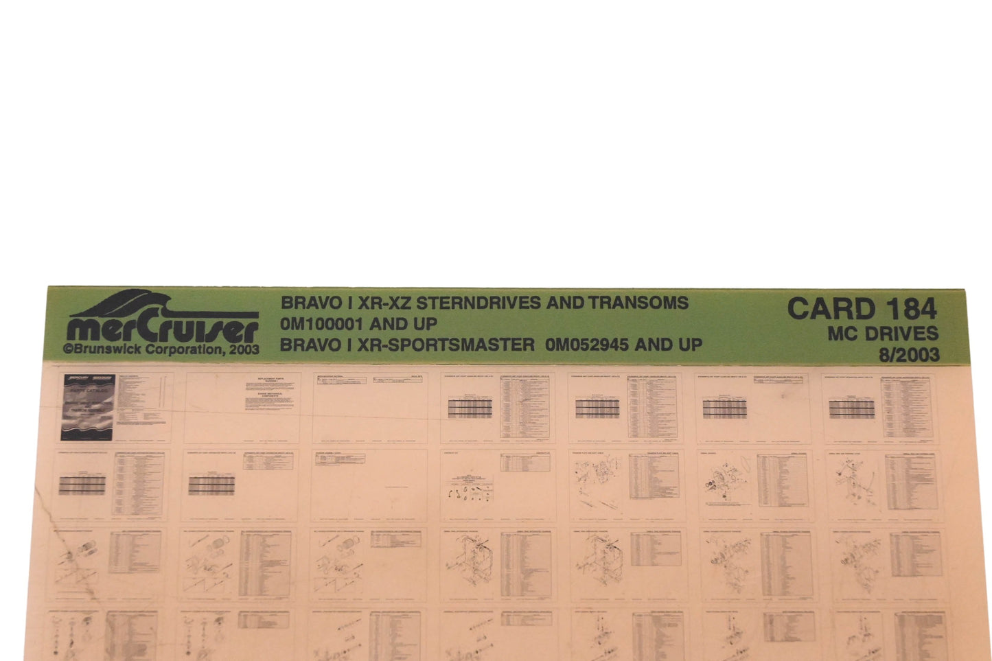 Mercruiser DP024-58 2003 Bravo I XR-XZ Parts Catalog Microfiche