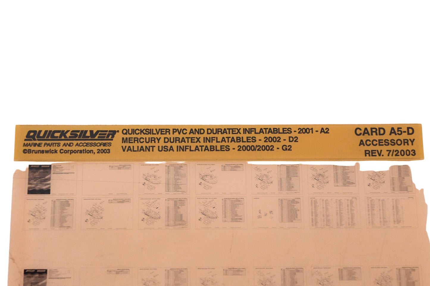 Quicksilver DP024-60 2003 Quicksilver PVC & Duratex Inflatables Parts Catalog Microfiche