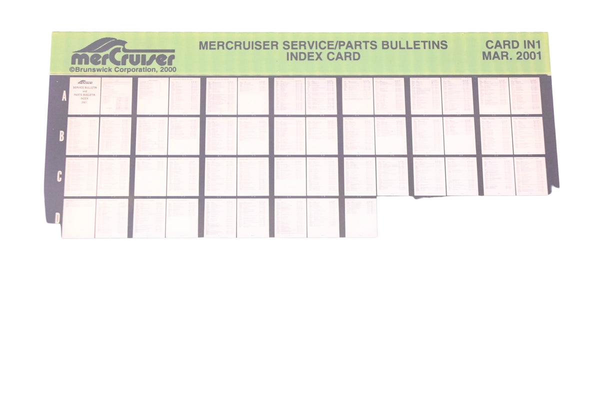 Mercruiser DP031-80 2001 Service/Parts Bulletins Index Car Microfiche