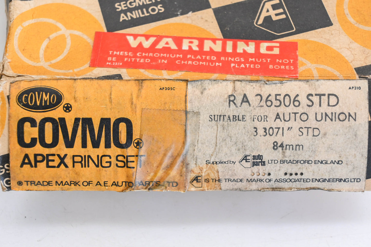 AE Autoparts RA.26506, RA26506 Covmo 3.3071"/84mm Piston Ring Kit NOS