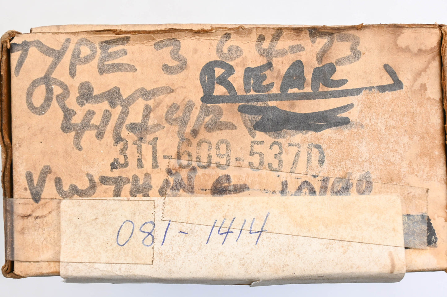 Aftermarket 081-1414, 311-609-537D Remanufactured Volkswagen Type 3 Rear Drum Brake Shoe Kit NOS