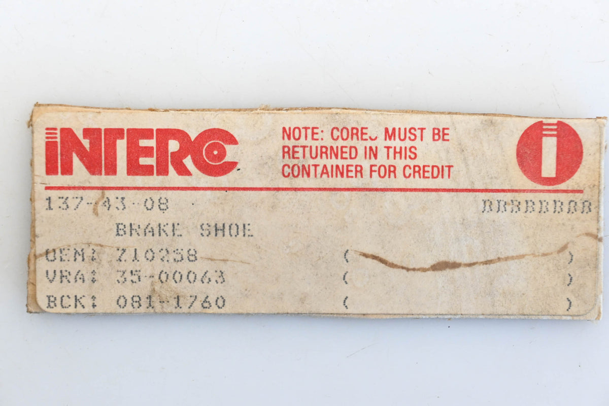 Interco 081-1760, 35-00063, Z10258 Remanufactured Drum Brake Shoe Kit NOS
