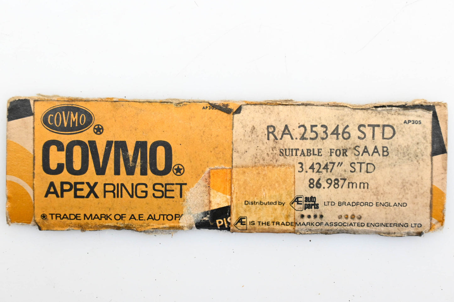 AE Autoparts RA.25346 STD, RA25346 Covmo SAAB 3.4247"/86.987mm Piston Ring Kit NOS