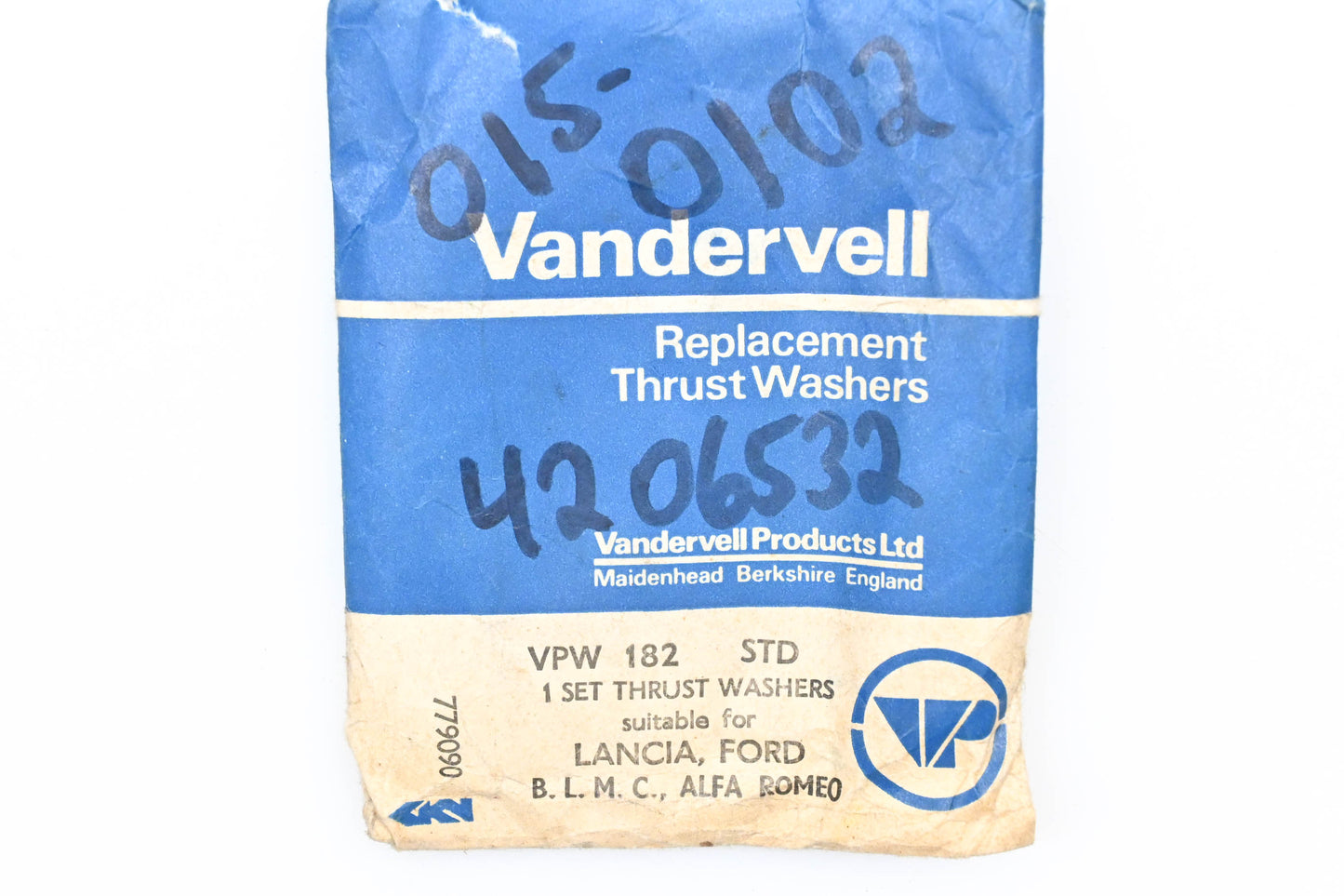 Vandervell VPW 182 STD, VPW 182, 4206532 Replacement Thrust washer Kit NOS
