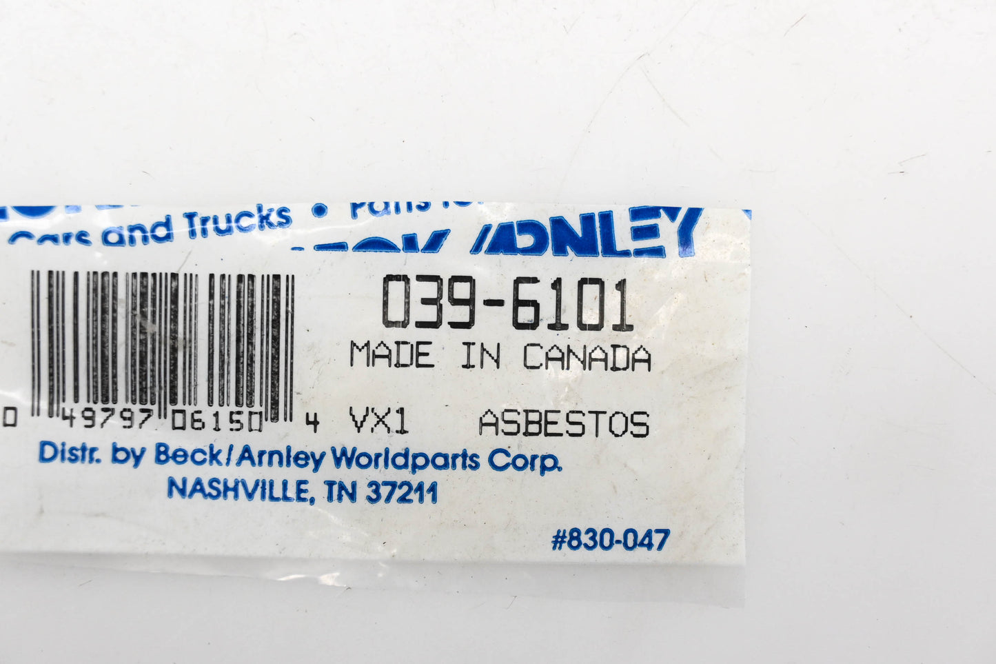 Beck/Arnley 039-6101 Exhaust Pipe Flange Gasket NOS