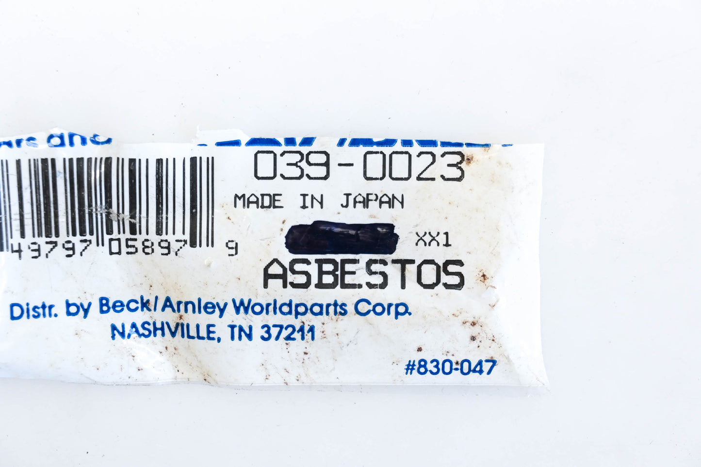 Beck/Arnley 039-0023 Thermostat Gasket NOS