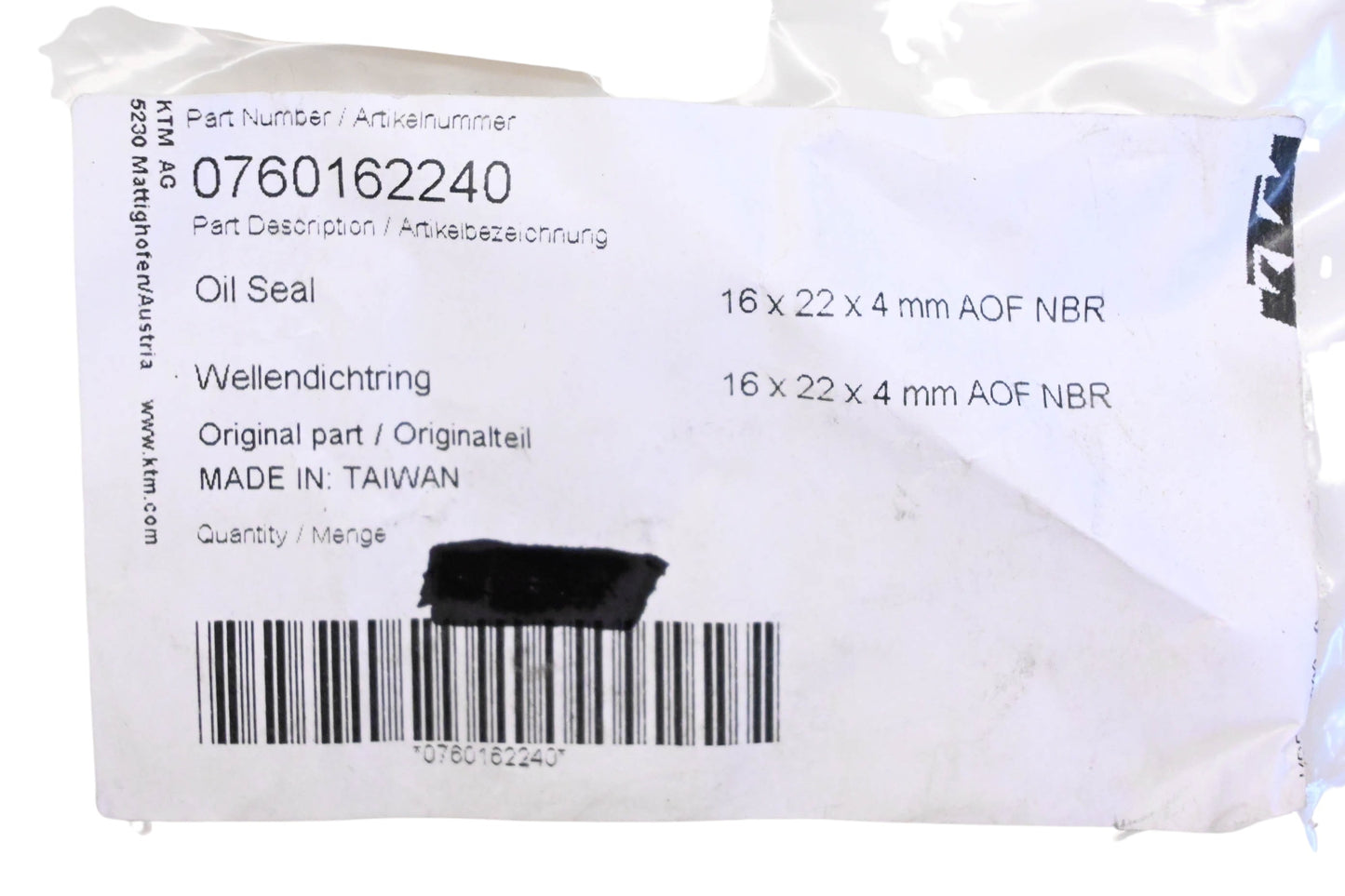 New OEM Husqvarna 0760162240 Oil Seals Qty 2 NOS