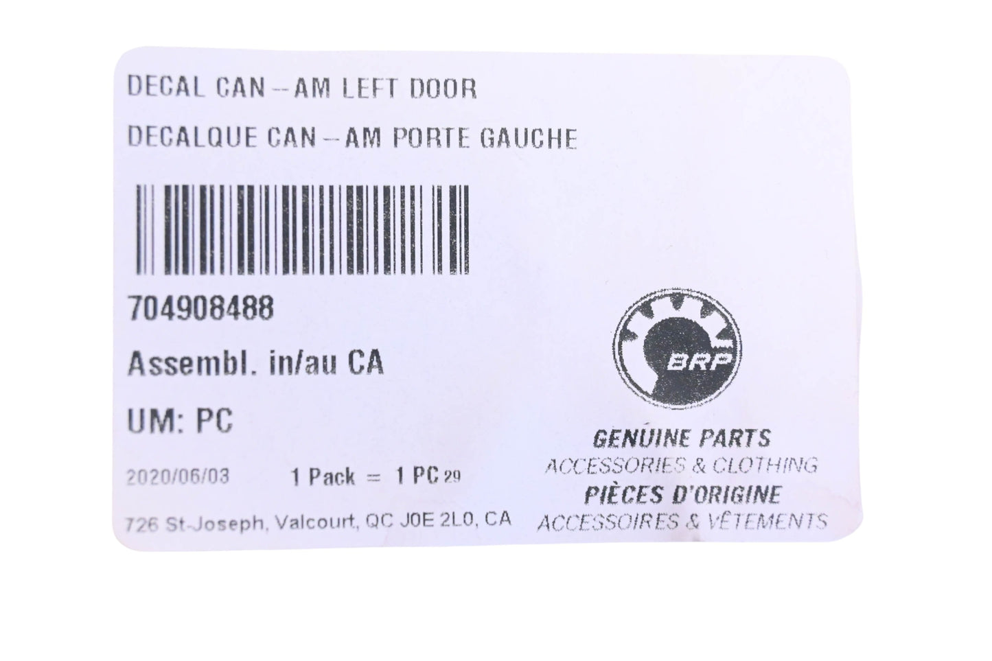 Aftermarket 704908488 Left Door Decal NOS