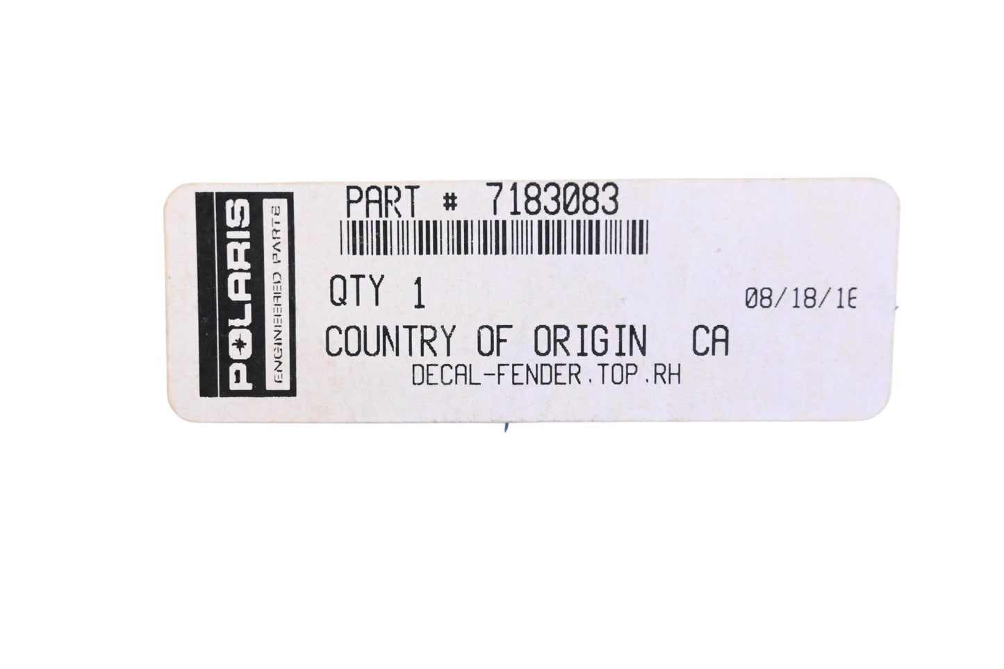 New OEM Polaris 7183083 Fender Decal NOS