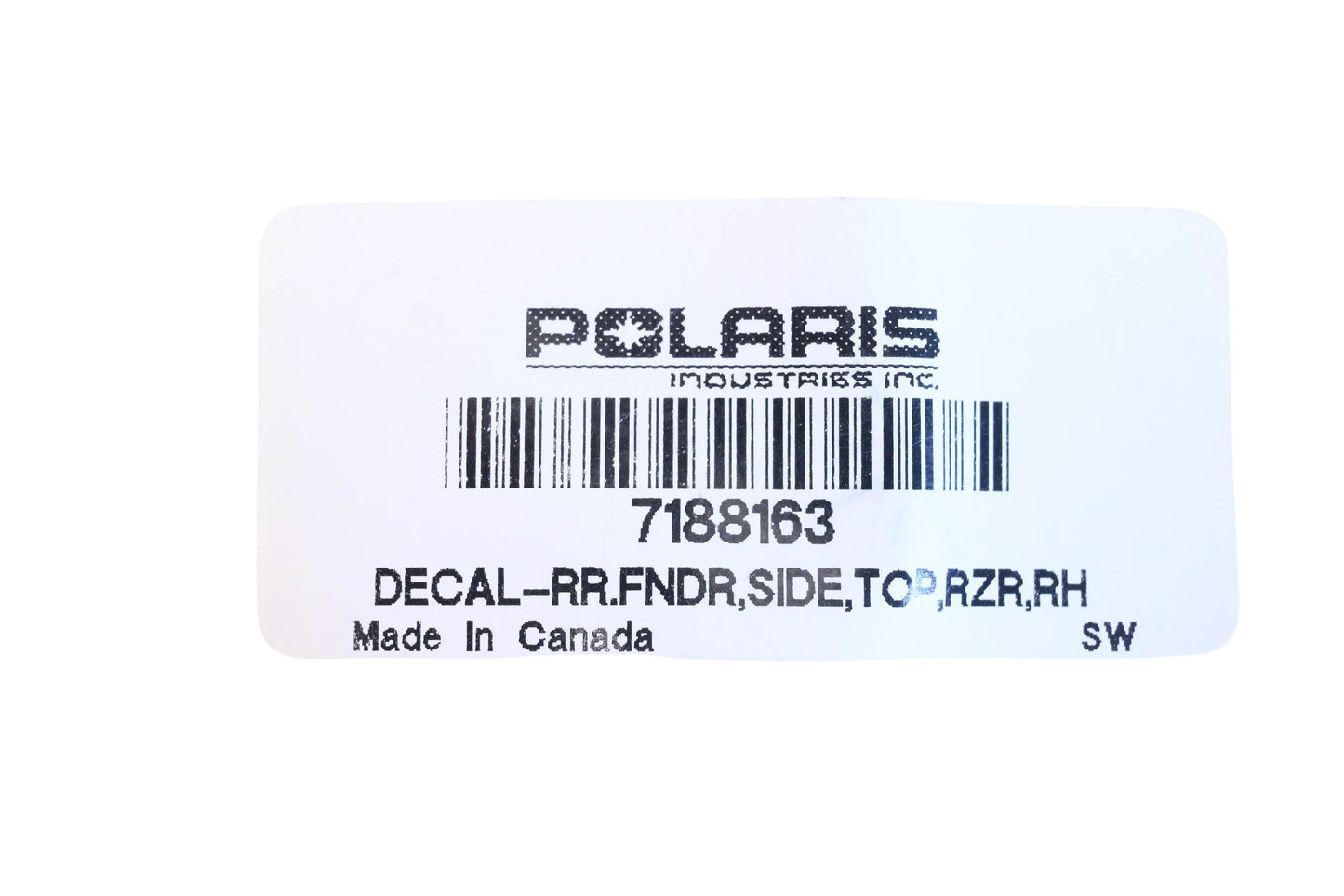 New OEM Polaris 7188163 Right Rear Top Side Fender Decal NOS