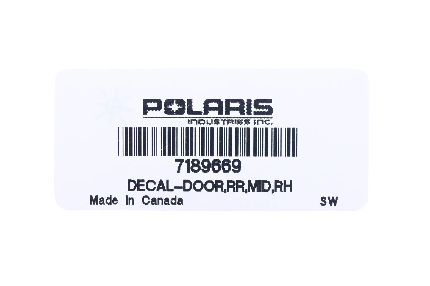 New OEM Polaris 7189669 Rear Mid Right Door Decal NOS