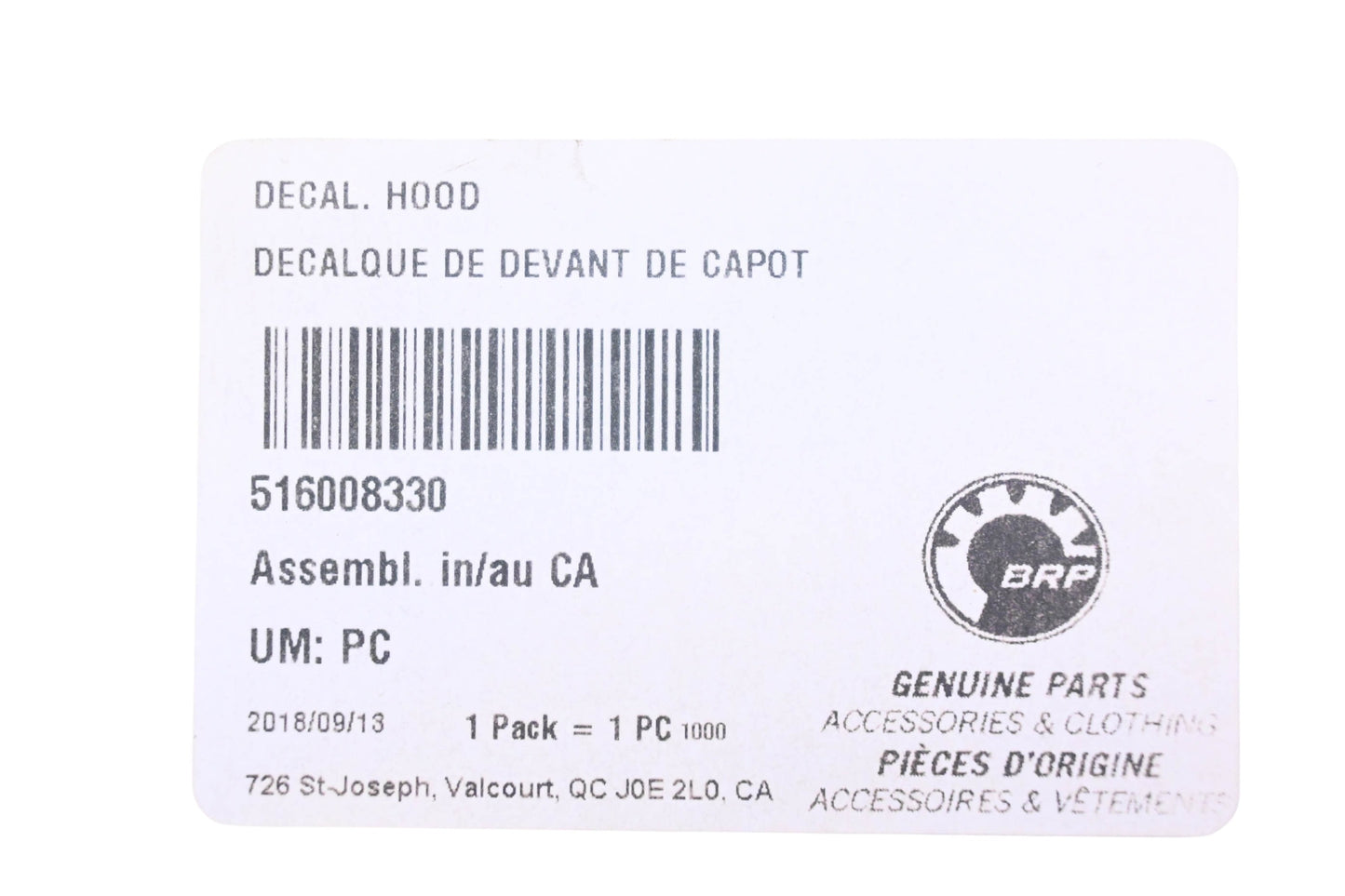 Aftermarket 516008330 Hood Decal NOS