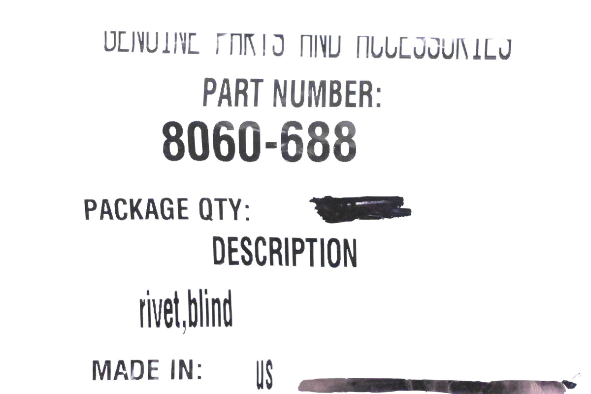 New OEM Arctic Cat 8060-688 Rivet NOS