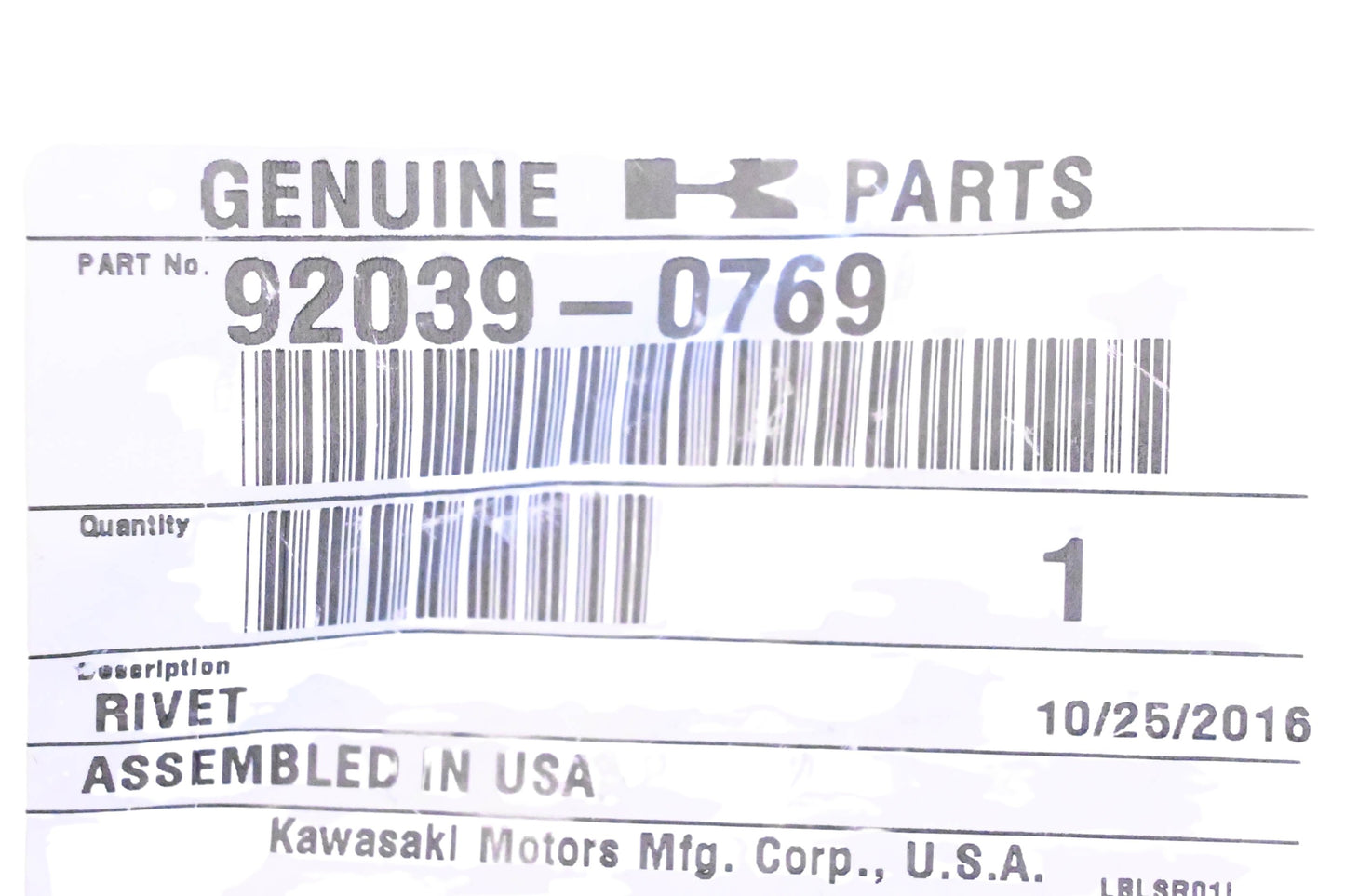 New OEM Kawasaki 92039-0769 Rivet NOS