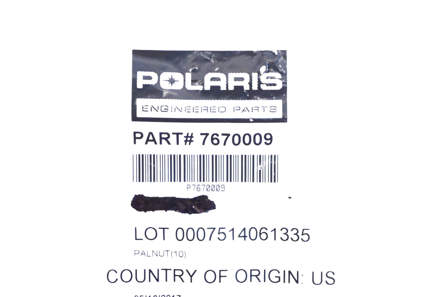 New OEM Polaris 7670009 Palnut NOS