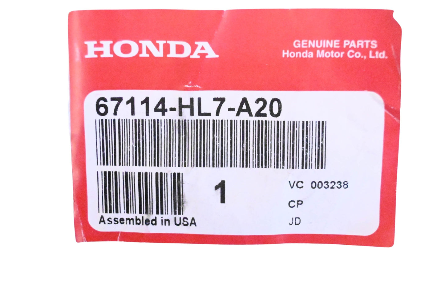 New OEM Honda 67114-HL7-A20 Hinge Pipe NOS