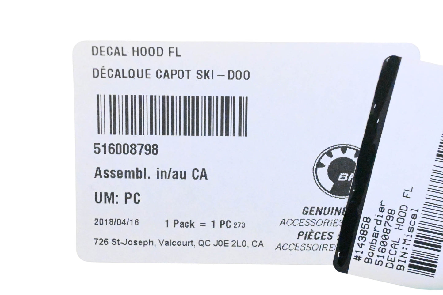 Aftermarket 516008798 Hood Decal NOS