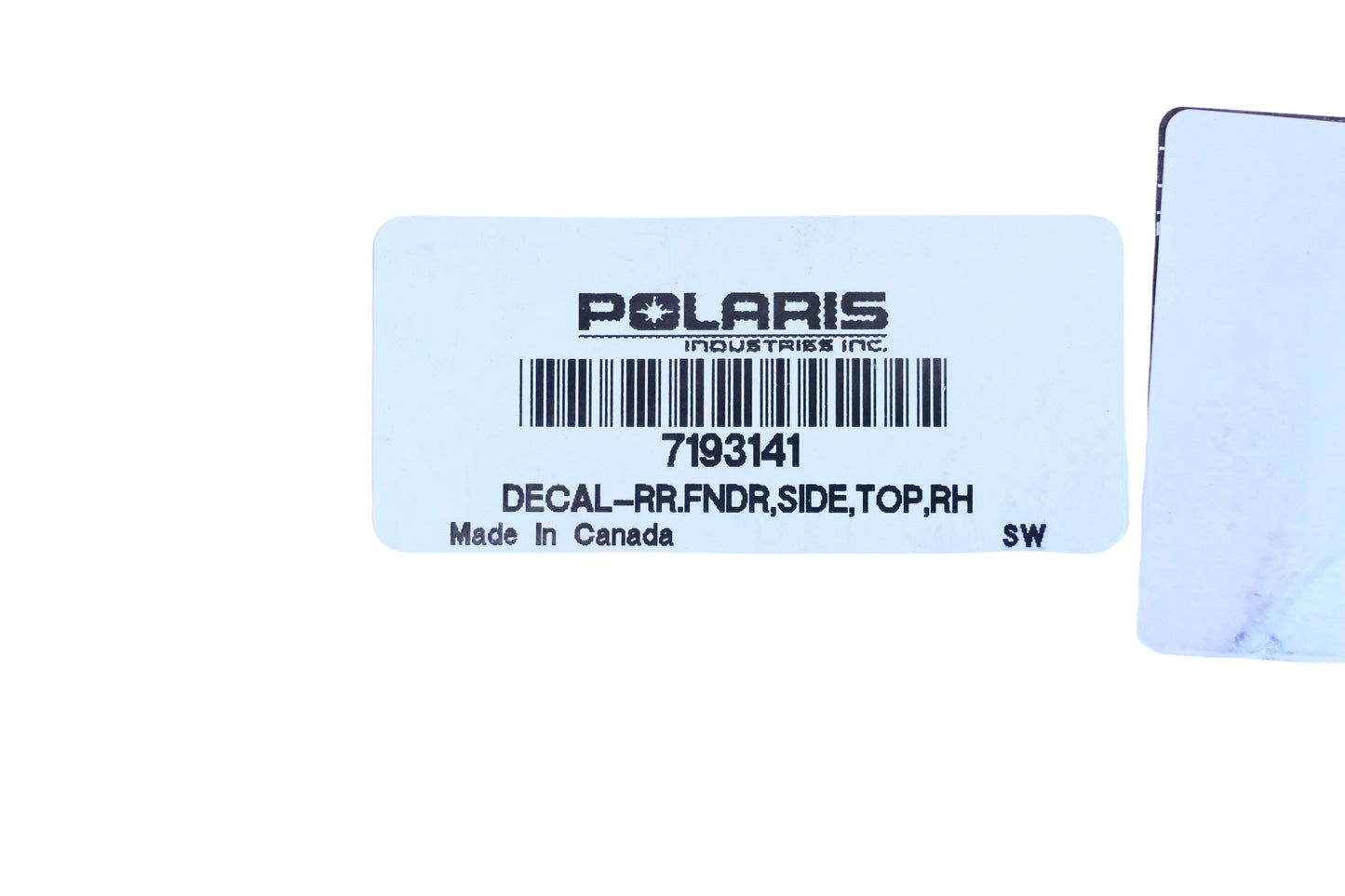 New OEM Polaris 7193141 Right Hand Rear Fender Decal NOS