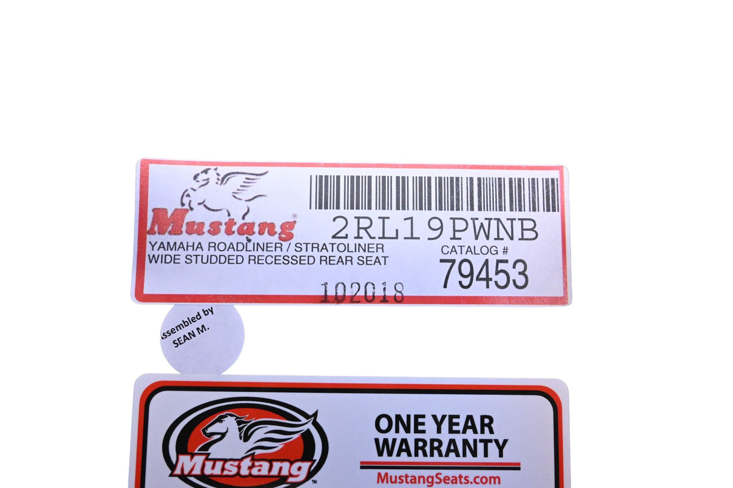 Mustang 79453, 2RL19PWNB Wide Studded Recessed Rear Seat NOS