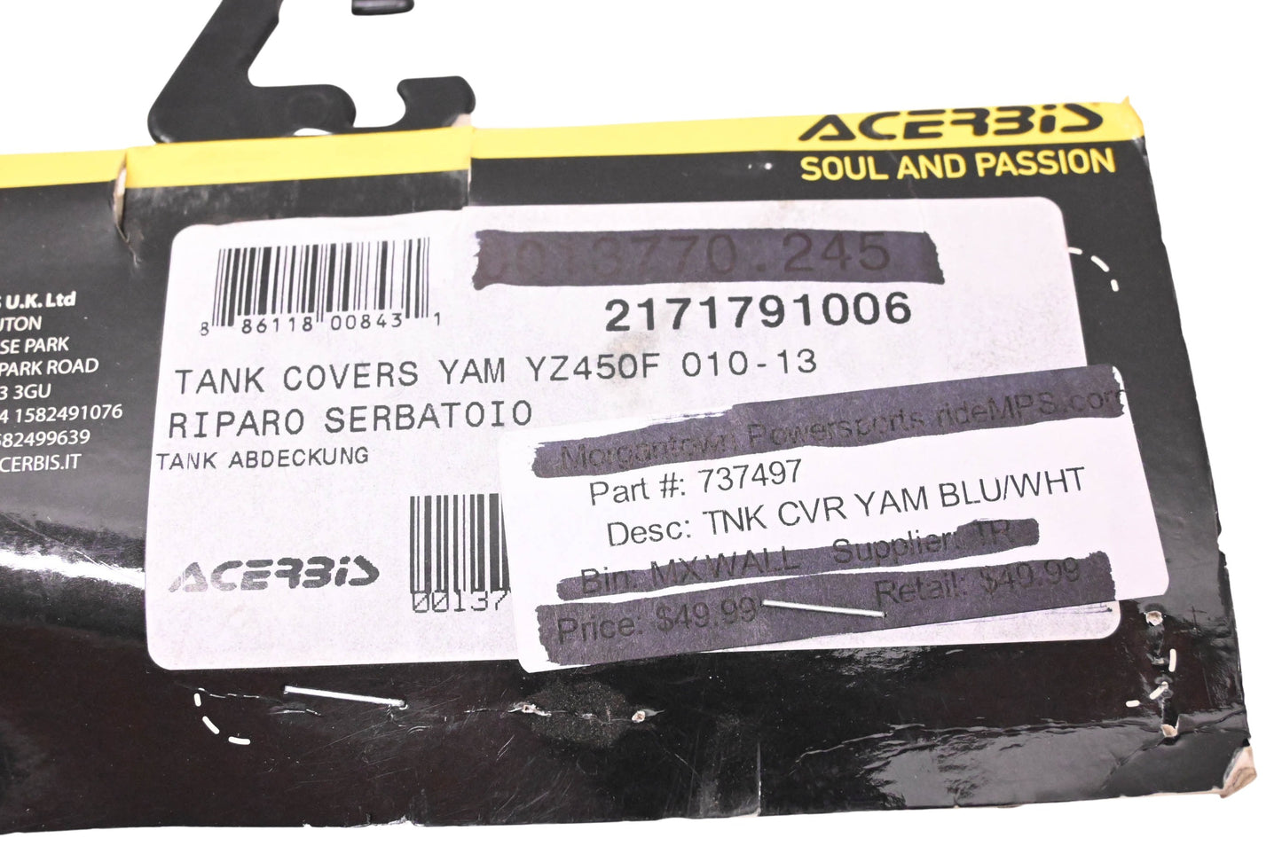 Acerbis 737497, 2171791006 Tank Cover Assembly Kit NOS