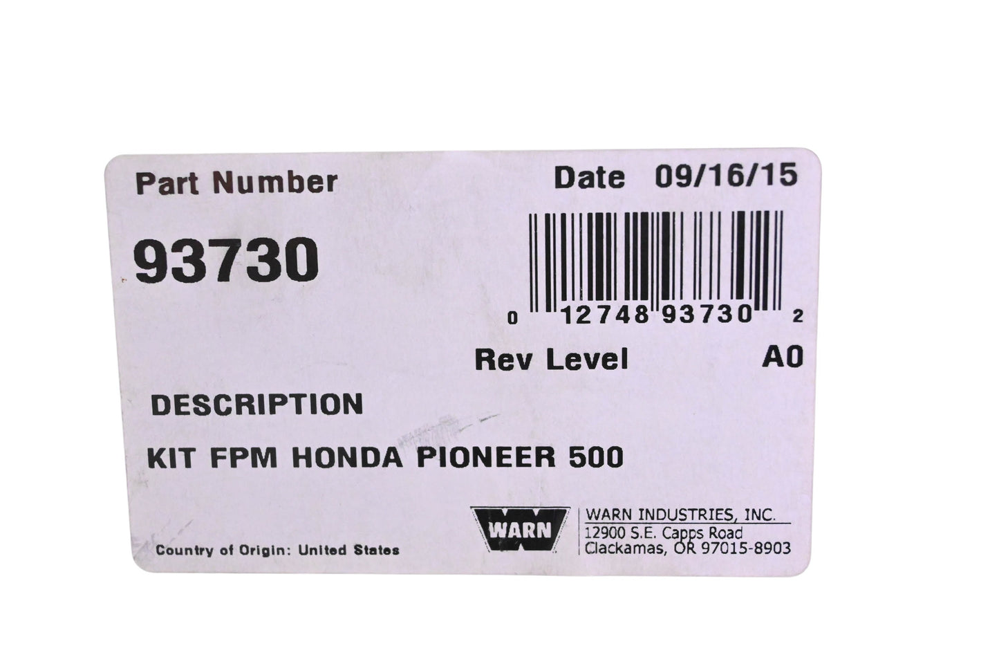 Warn 93730 Plow System Mounting Kit NOS