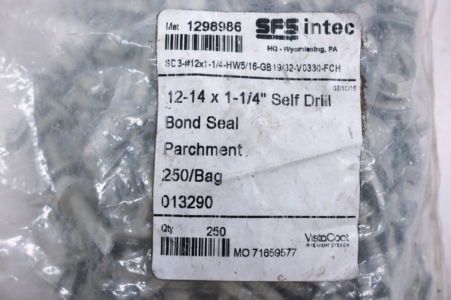SFS 1298986 12-14 x 1-1/4" Self Drilling Screws Qty 250 NOS