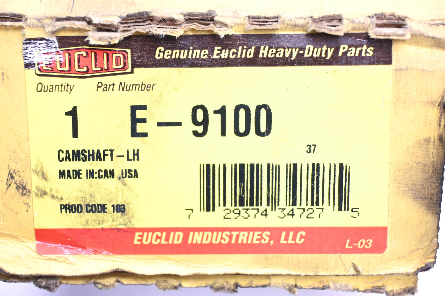 Euclid E-9100, E9100 Lefthand Air Brake Camshaft NOS