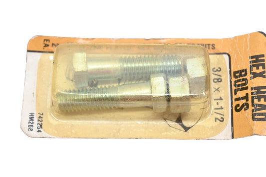 Bulldog-Jordan 742254, HM268 Hex Head 3/8" x 1-1/2" Bolts & Nuts Qty 2 NOS