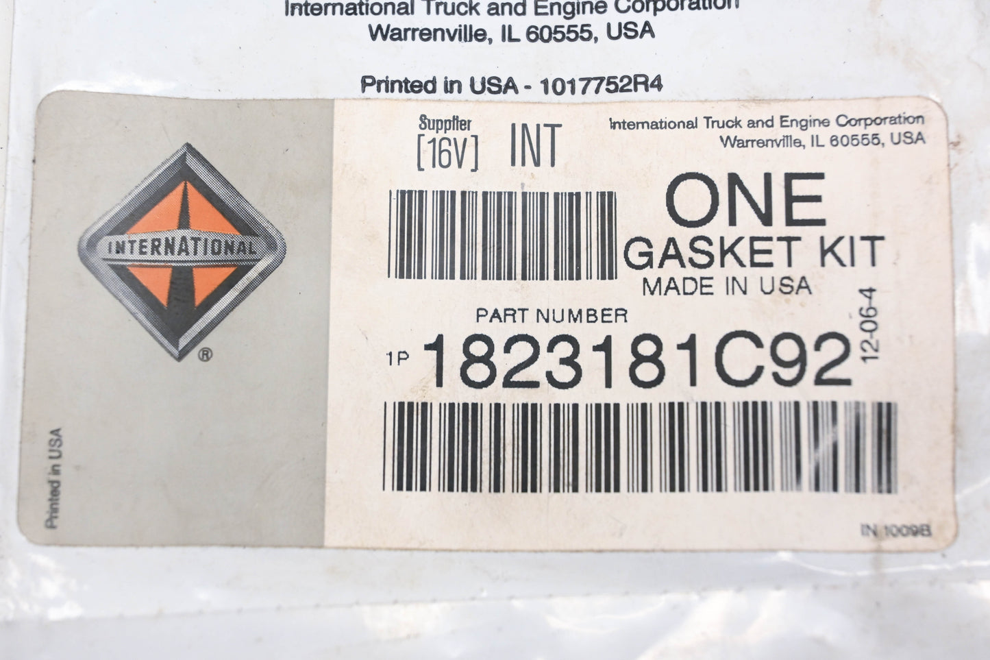 International 1823181C92 Gasket Kit NOS
