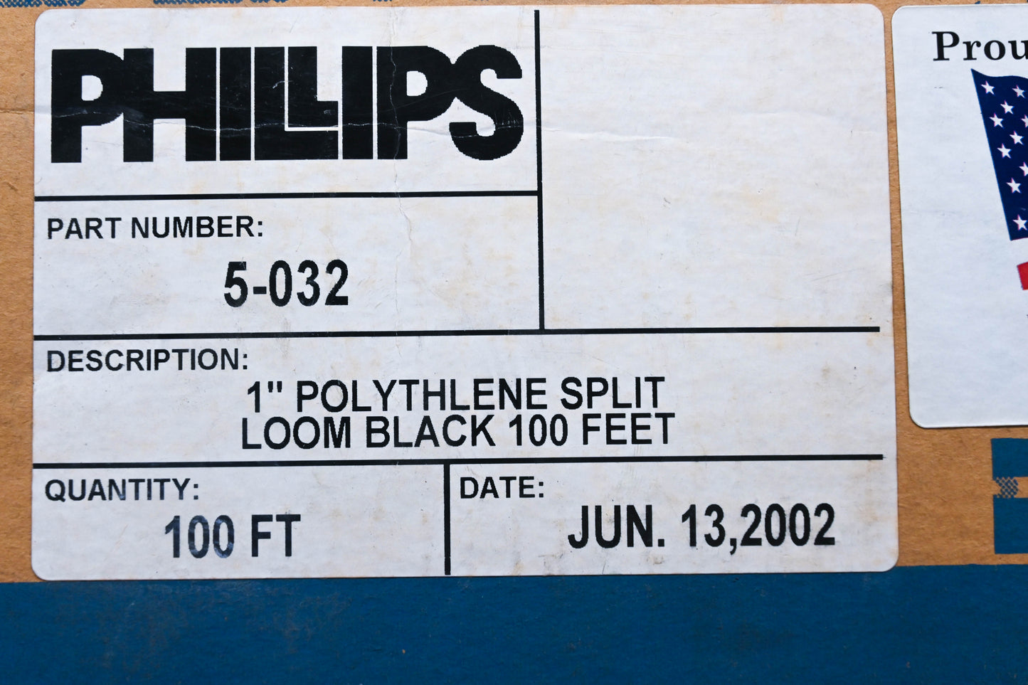 Philips 5-032 Black Polyethylene Split 1" X100' Loom NOS