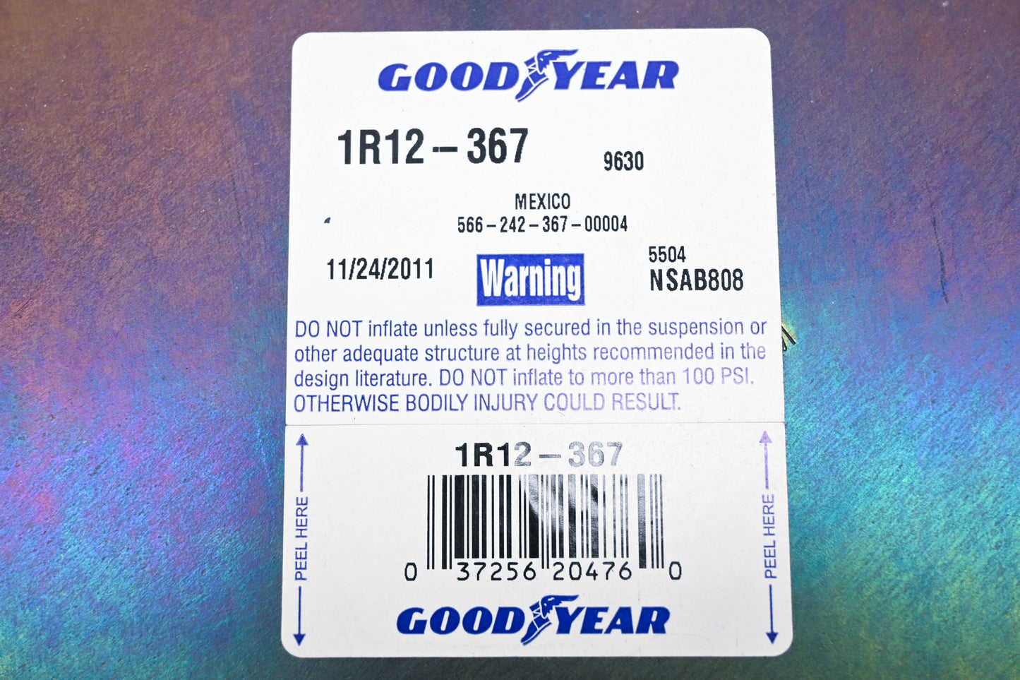 Goodyear 1R12-367, 9630 Air Suspension Spring Bag NOS