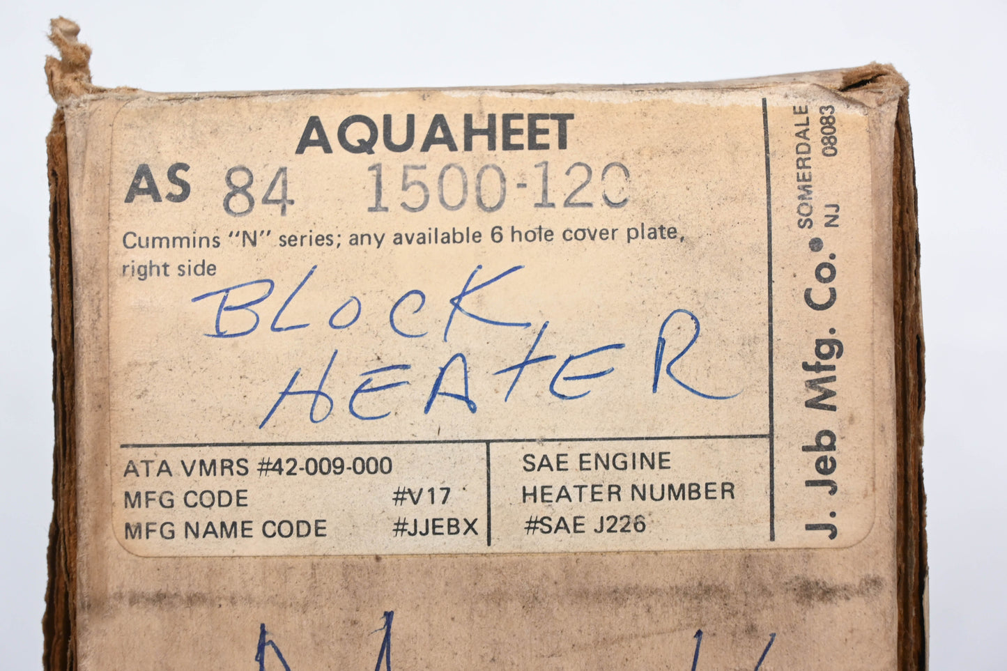 J.Jeb 1500-120 Aquaheet-AS Cummins N Series Heater Block Kit NOS